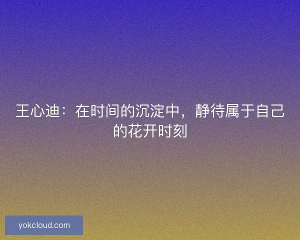 王心迪：在时间的沉淀中，静待属于自己的花开时刻
