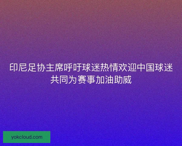 印尼足协主席呼吁球迷热情欢迎中国球迷共同为赛事加油助威